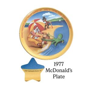 Vintage McDonald's Collector’s 1977 Beach Scene Plate with Yellow and Blue